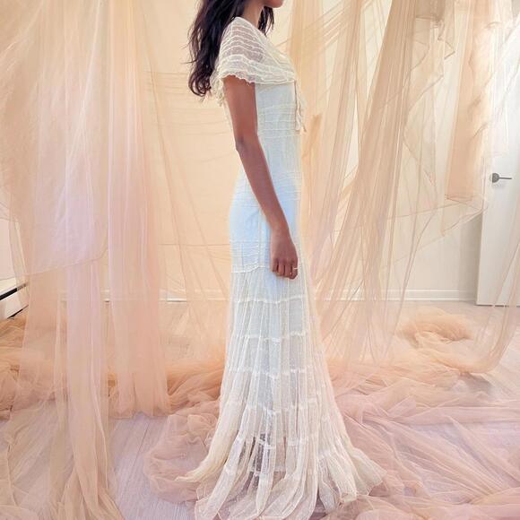 incredible 1930s swiss dot net gown - Picture 4 of 7